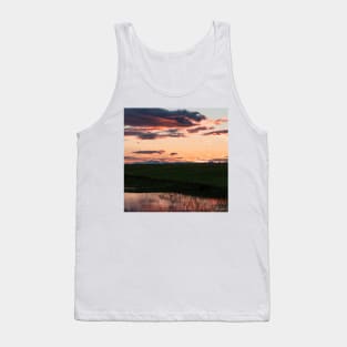 Orange Pink Sunset with Reflection in the Lake Tank Top